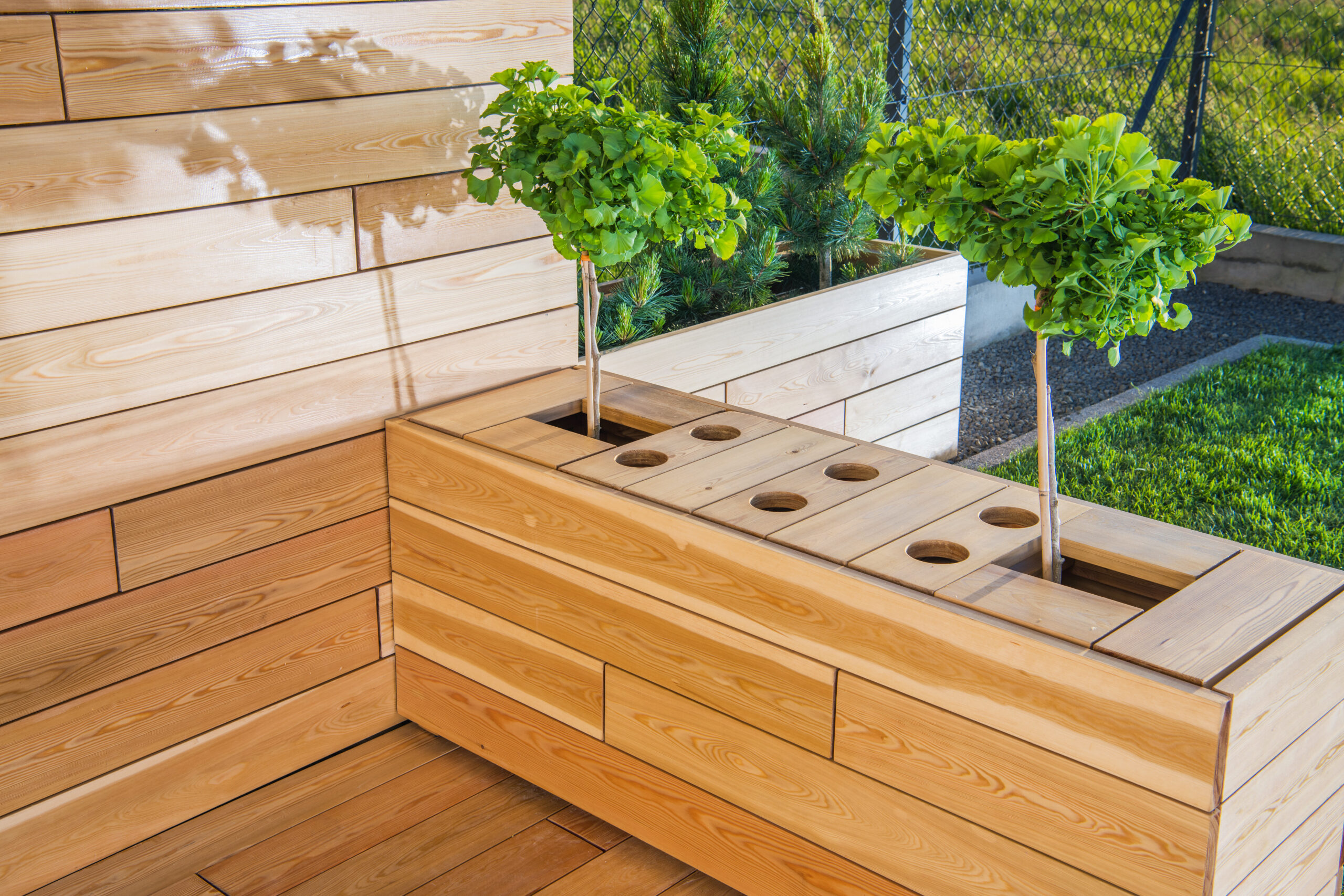 Création bois bac plantes